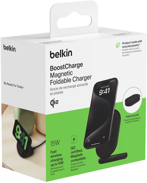Ładowarka indukcyjna Belkin BoostCharge Magnetic Foldable Wireless Charger 15 W Black (WIB007HQBK) - obraz 10