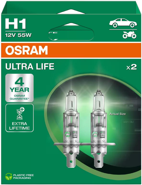 Zestaw żarówek samochodowych Osram Ultra Life H1 55 W 12 V 2 szt (64150ULT-2HB) - obraz 2