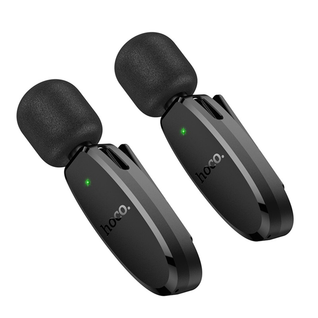 Микрофон-петличка HOCO L15 Dual-mic clip-on wireless digital microphone (iP/Type-C) Black (6942007638623) - Фото 4 Микрофон-петличка HOCO L15 Dual-mic clip-on wireless digital microphone (iP/Type-C) Black (6942007638623) - изображение 4