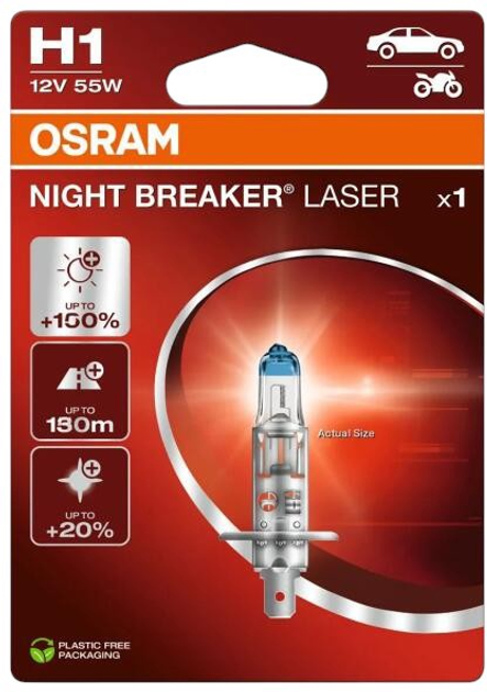 Żarówka samochodowa Osram Night Breaker Laser H1 55 W 12 V (64150NL-1BL) - obraz 2