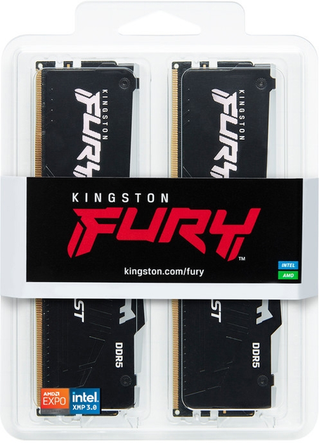 Pamięć RAM Kingston Fury DDR5-5200 65536MB PC5-41600 (Kit of 2x32768) Beast RGB 1Rx8 Black (KF552C40BB2AK2-64) - obraz 5