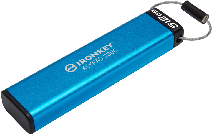 Флеш пам'ять USB Kingston IronKey Keypad 200 512GB USB Type-C Blue (IKKP200C/512GB) - зображення 4