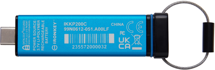 Флеш пам'ять USB Kingston IronKey Keypad 200 512GB USB Type-C Blue (IKKP200C/512GB) - зображення 6