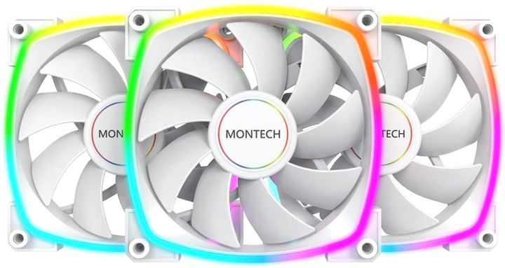 Zestaw wentylatorów Montech AX120 PWM 3 w 1, biały - obraz 1