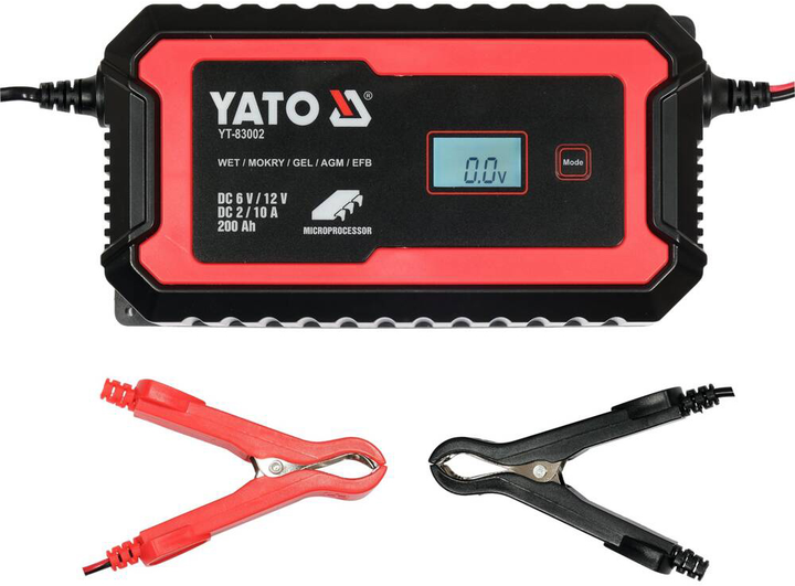 Prostownik do akumulatorów YATO sieciowy z LCD wyświetlaczem 6V/2A, 12V/10A (YT-83002) - obraz 1
