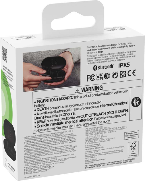 Навушники Belkin SoundForm ClearFit Open-Ear Black (AUC013ctBK) - зображення 9