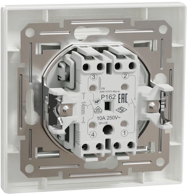 Вимикач кнопковий 2-клавішний Schneider Electric Asfora самозажимний білий EPH1100121 - зображення 2