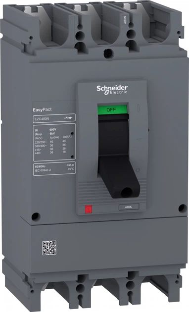Автоматичний вимикач Schneider Electric EasyPact EZC 400N 3P3D 400А 36кА EZC400N3400N - Фото 1 Автоматичний вимикач Schneider Electric EasyPact EZC 400N 3P3D 400А 36кА EZC400N3400N - зображення 1