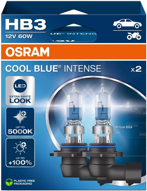 Zestaw żarówek samochodowych Osram Cool Blue Intense Next Gen HB3 60 W 12 V 2 szt (9005CBN-2HB) - obraz 2