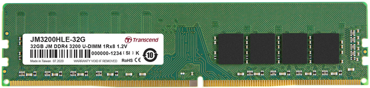 Pamięć RAM Transcend DDR4-3200 32768MB PC4-25600 2Gx8 (JM3200HLE-32G) - obraz 1