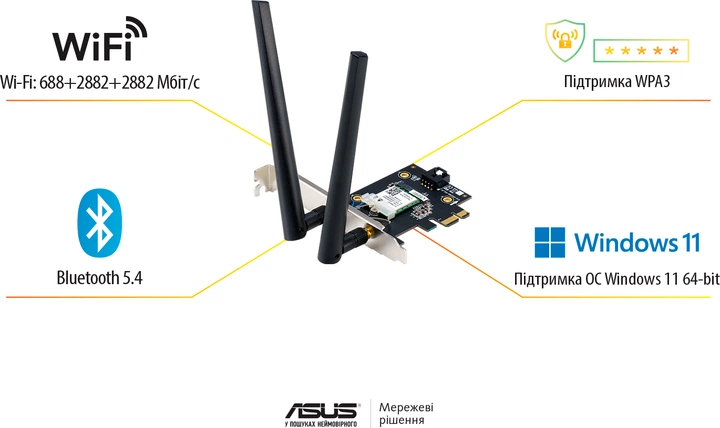Wi-Fi/Bluetooth адаптер ASUS PCE-BE6500 - зображення 8