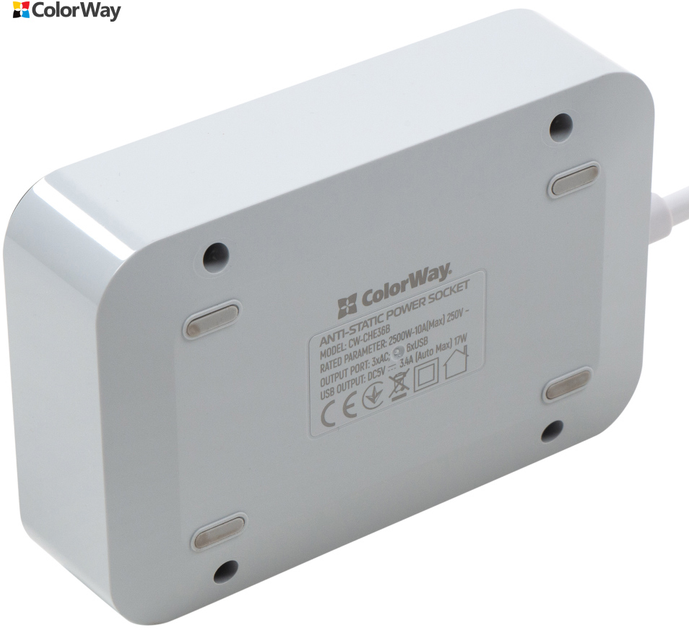 Listwa zasilająca ColorWay 3 gniazda/6 portów USB, czarna (CW-CHE36B) - obraz 5
