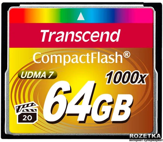 Карта пам'яті Transcend CompactFlash 64GB 1000x (TS64GCF1000) - зображення 1