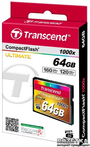 Карта пам'яті Transcend CompactFlash 64GB 1000x (TS64GCF1000) - зображення 2
