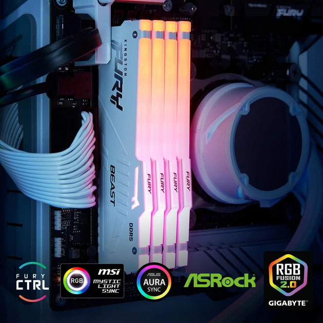 Оперативна пам'ять Kingston Fury Beast DDR5-6000 RGB 32768MB PC5-48000 White (KF560C30BWEA-32) - зображення 4