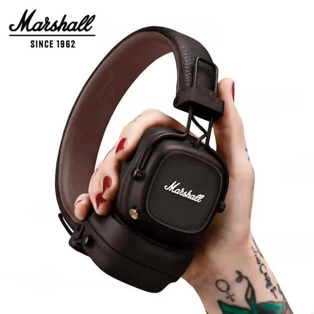 Marshall Major IV Brown & Black,Bluetooth —40 годин роботи, бездротова зарядка, мікрофон - зображення 2