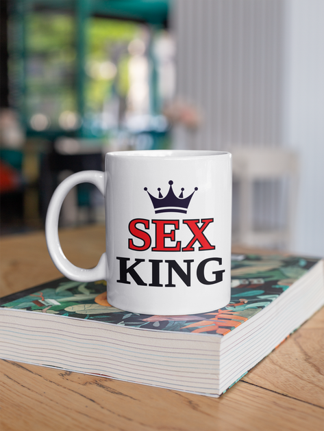 Чашка подарункова керамічна з принтом "Sex King" 330 мл, біла - зображення 3
