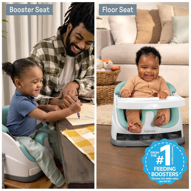 Стільчик для годування Ingenuity Baby Base Booster 2 в 1 Mist (0074451167285) - зображення 3