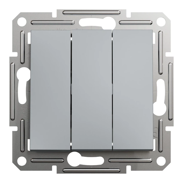 Выключатель трёхклавишный Schneider Electric Asfora сталь EPH2100162 - Фото 3 Выключатель трёхклавишный Schneider Electric Asfora сталь EPH2100162 - изображение 3