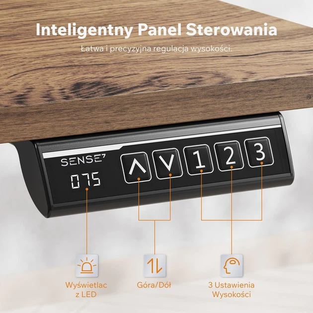 Стіл з регулюванням висоти Sense7 Nojo Light 140×70 см, електричний, коричневий - изображение 5