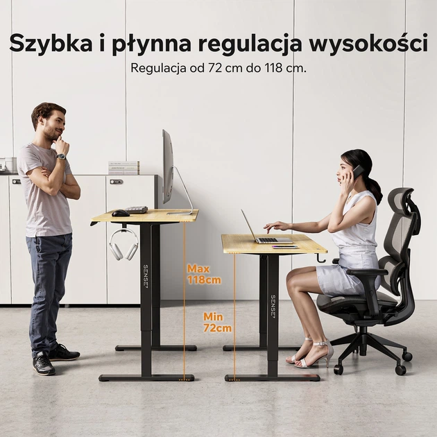 Стіл з регулюванням висоти Sense7 Nojo Light 120×60 см, електричний, чорно-бежевий - изображение 2