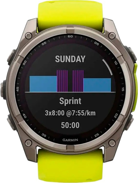 Smartwatch Garmin fenix 8 51mm Solar Sapphire Titanium With An Amp Yellow and Graphite Silicone Band (010-02907-21) - obraz 7
