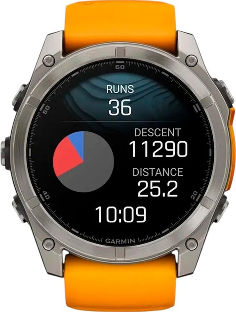 Smartwatch Garmin fenix 8 51mm AMOLED Sapphire Titanium with Spark Orange and Graphite Silicone Band (010-02905-11) - obraz 5