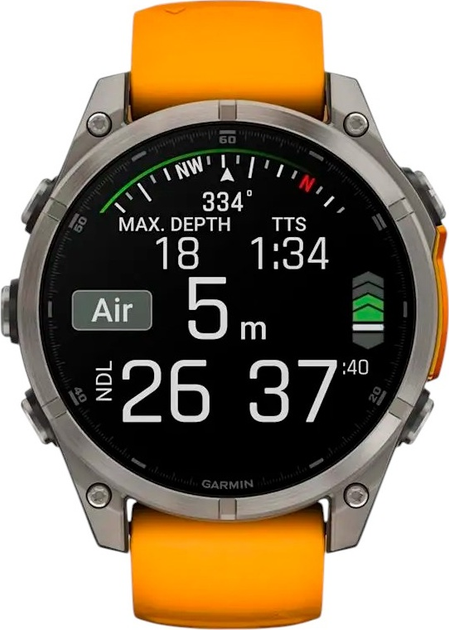 Smartwatch Garmin fenix 8 47mm AMOLED Sapphire Titanium with a spark Orange and Graphite Silicone Band (010-02904-11) - obraz 3