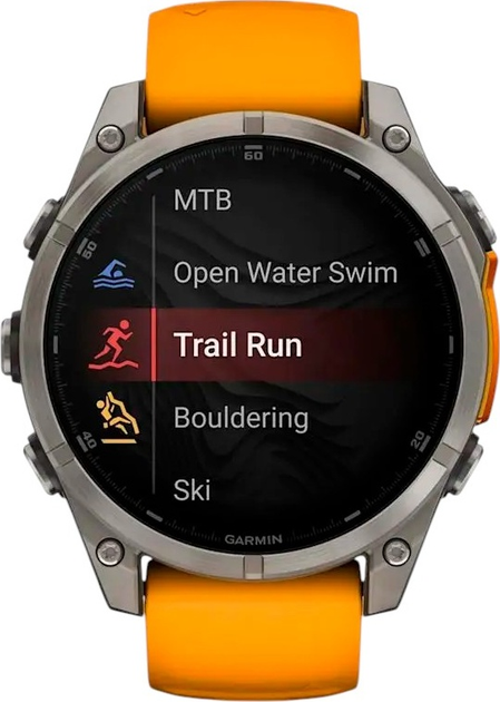 Smartwatch Garmin fenix 8 47mm AMOLED Sapphire Titanium with a spark Orange and Graphite Silicone Band (010-02904-11) - obraz 6