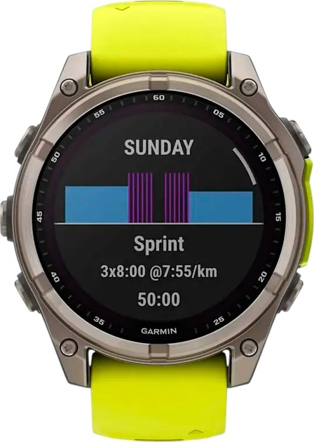 Smartwatch Garmin fenix 8 47mm Solar Sapphire Titanium with Amp Yellow and Graphite Silicone Band (010-02906-21) - obraz 2