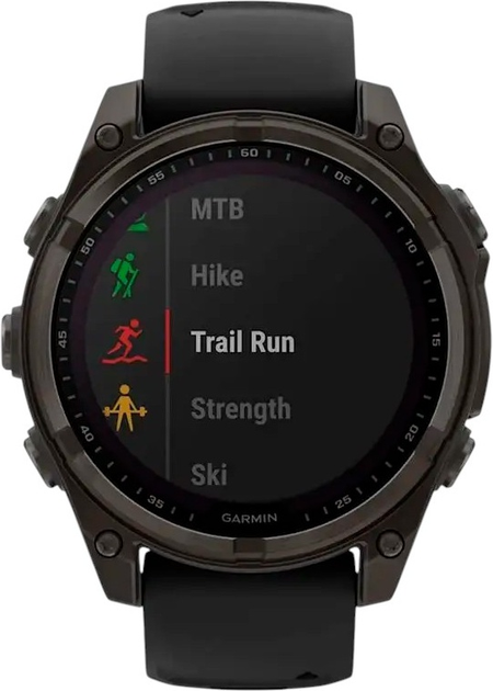 Smartwatch Garmin fenix 8 47mm Solar Sapphire Carbon Grey DLC titanium with Black and Pebble Grey Silicone Band (010-02906-11) - obraz 5