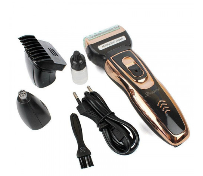 Мужской триммер ProGemei Gold GM-595 аккумуляторная бритва для стрижки волос и бороды 3 Вт черный/золотистый - Фото 1 Мужской триммер ProGemei Gold GM-595 аккумуляторная бритва для стрижки волос и бороды 3 Вт черный/золотистый - изображение 1