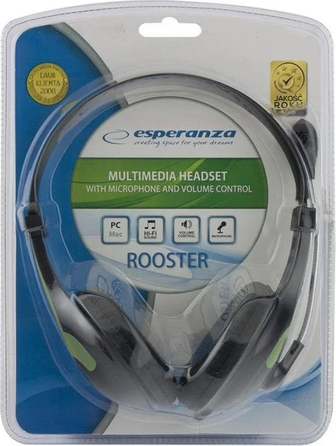 Słuchawki Esperanza EH158G Rooster Green (5901299908716) - obraz 4
