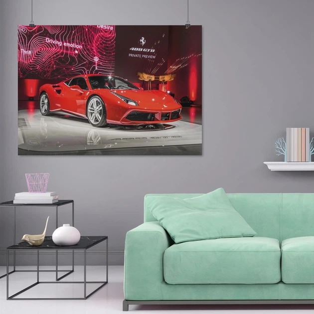 Постер Феррари 488 на стенде, Ferrari 488 GTB, A3 30×42 см (id1373) - изображение 7