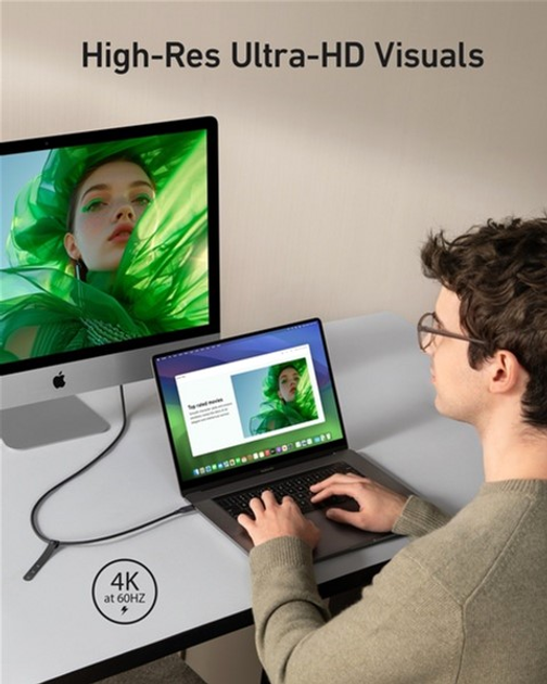 Kabel Anker USB-C - USB-C 240W 20 Gbps 4K Video Transfer Bio-Nylon 0.9 m Black (A80N1H11) - obraz 5