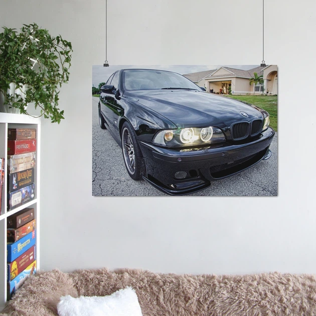 Постер BMW E39, чёрный БМВ седан 5-й серии с тюнингом, A3 30×42 см (id1268) - изображение 7
