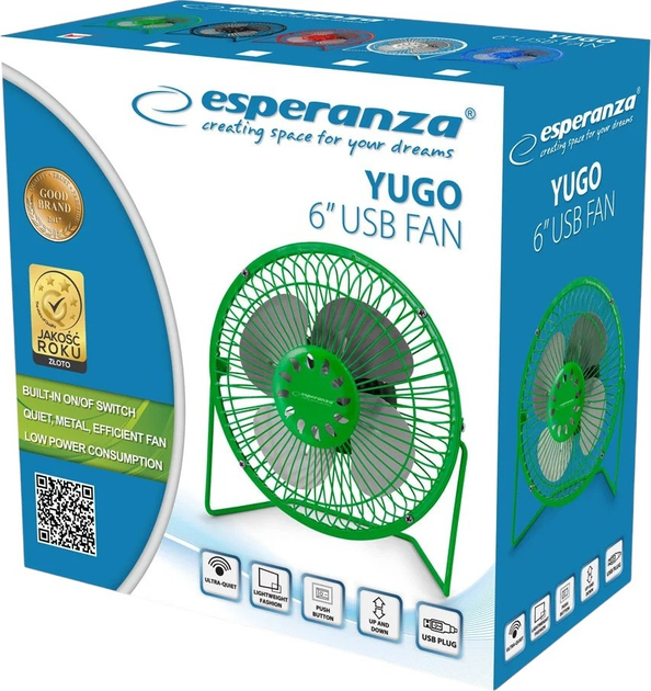 Wentylator przenośny Esperanza EA149G Yugo Green (5901299910764) - obraz 2