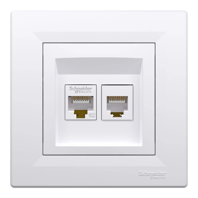 Комп'ютерна/телефонна розетка Schneider Electric Asfora RJ45/RJ12 кат. 5Е UTP біла EPH4900121 - зображення 2