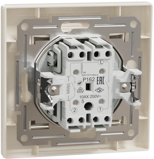 Вимикач 2-клавішний Schneider Electric Asfora самозажимний крем EPH0300123 - зображення 2