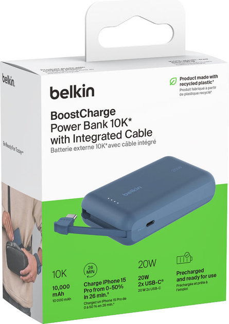 Powerbank Belkin BoostCharge 10000 mAh 20W Built-In USB-C PD Blue (BPB021HQBL) - obraz 11