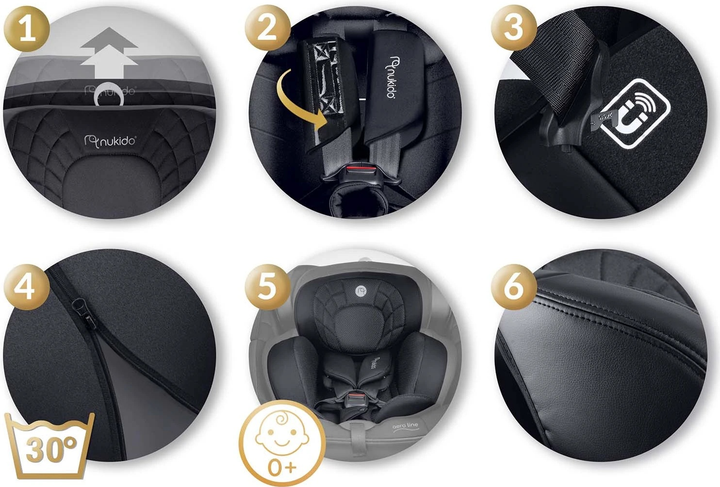 Автокрісло Nukido Aero Line 0-36 кг ISOFIX Чорне (5903890626662) - зображення 7