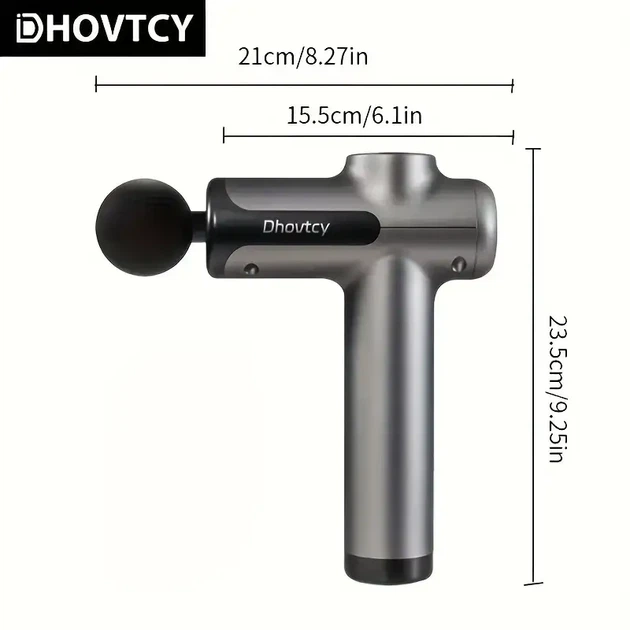 Массажный пистолет Dhovtcy Smart Fascia Gun N3, серый, 99 скоростей, 4 насадки, аккумулятор 1800 mAh, USB-C - изображение 3