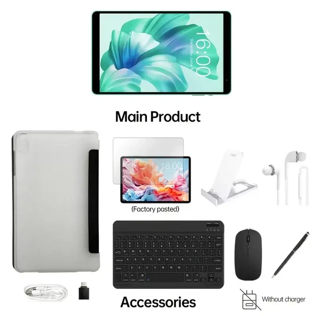 Планшет Teclast P85T 8" 3/64GB WIFI Mint Green (Android 14, Allwinner A523, 5000 мАч) с наушниками, клавиатурой и мышкой - изображение 4