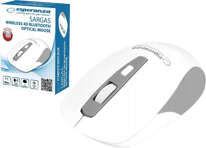 Миша Esperanza Sargas 4D Wireless White-Grey (5901299946688) - зображення 1