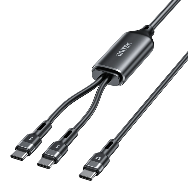 Kabel Unitek USB-C - 2x USB-C 1.8 m Black (C14146ABK01-1.8M) - obraz 1