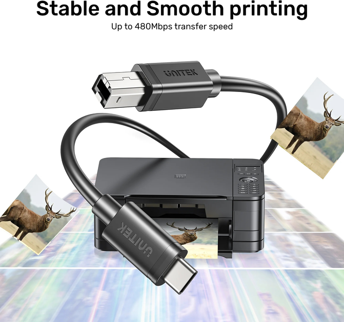 Kabel Unitek USB-C - USB-B 3 m Black (C14140ABK03-3M) - obraz 5