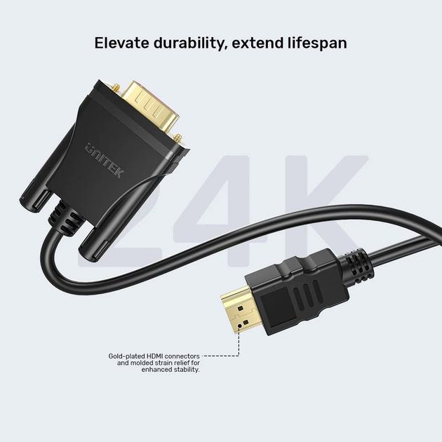 Kabel Unitek HDMI - VGA 2 m Black (V1185A01) - obraz 8