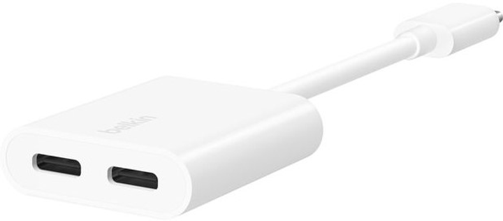 Adapter Belkin RockStar 2x USB-C Audio + Charge White (F7U081BTWH) - obraz 3