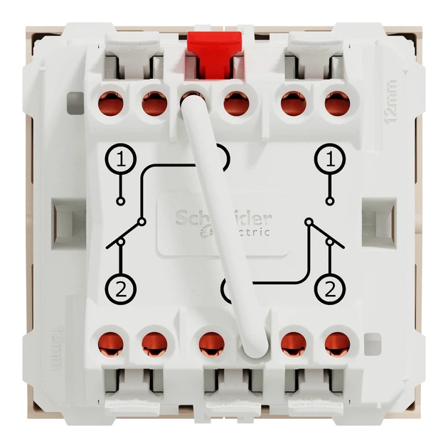 Переключатель двухклавишный Schneider Electric Unica New 2 модуля бежевый NU321344 - изображение 8