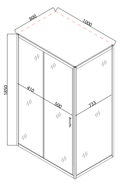 Душова кабіна без піддону Mixxus HARD SC01-100x80x185-TR CHROME прозоре скло 5мм (MI6911) - зображення 5